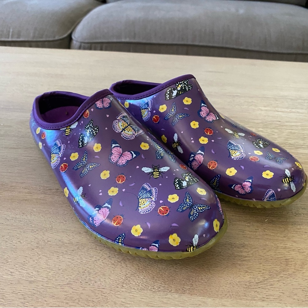 Purple Garden Clogs 7 | Enchanted Insects Purple Butterflies Bees Ladybugs - Picture 2 of 7